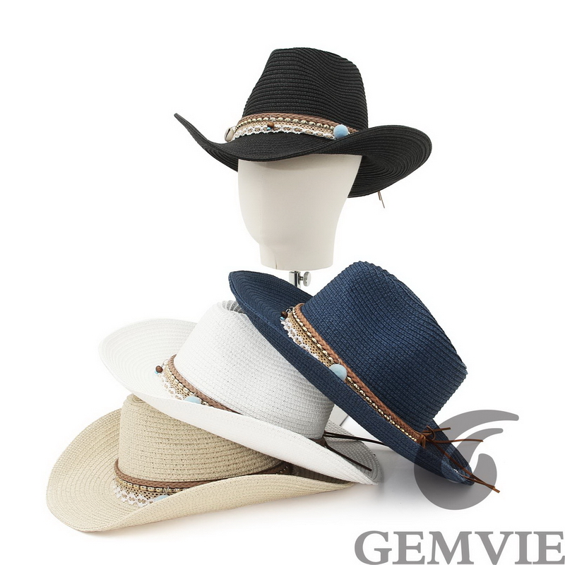 Cowboy Hat Straw - GEMVIE 4 Renk Retro Açık Hava