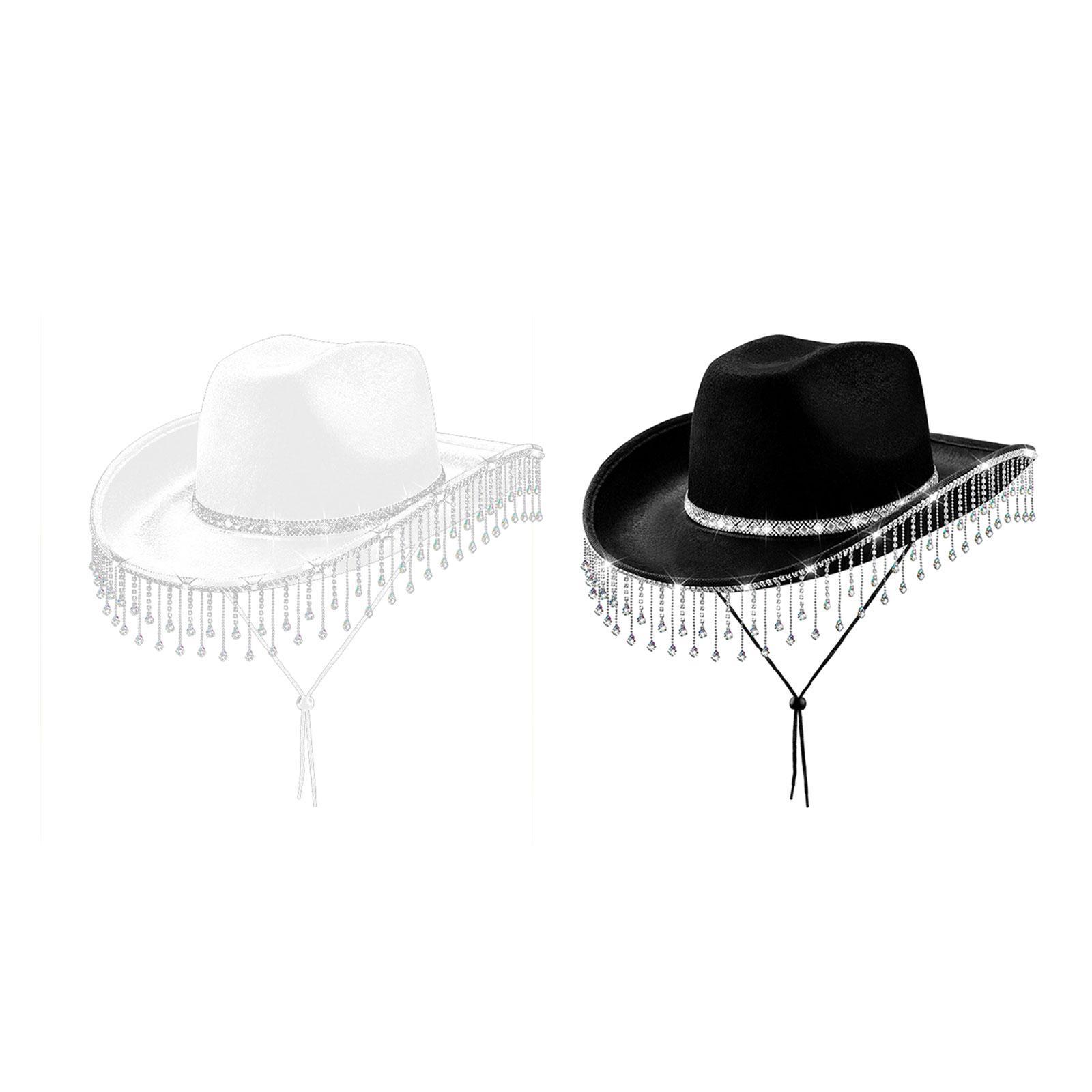 Cowboy Hat Straw - Kadın kovboy şapkası ile Rhinestone saçak