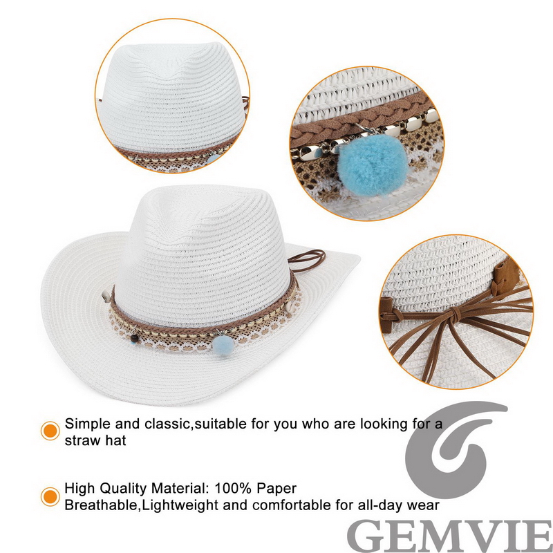 GEMVIE 4 Renk Retro Açık Hava  - Cowboy Hat Straw incelemesi ve fiyatı