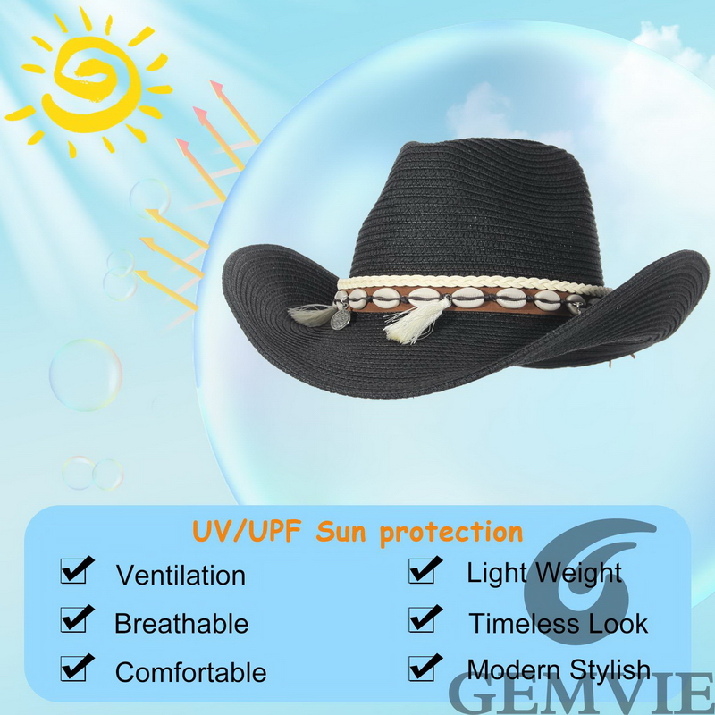 GEMVIE 4 Renk Retro Açık Hava  - Cowboy Hat Straw incelemesi ve fiyatı