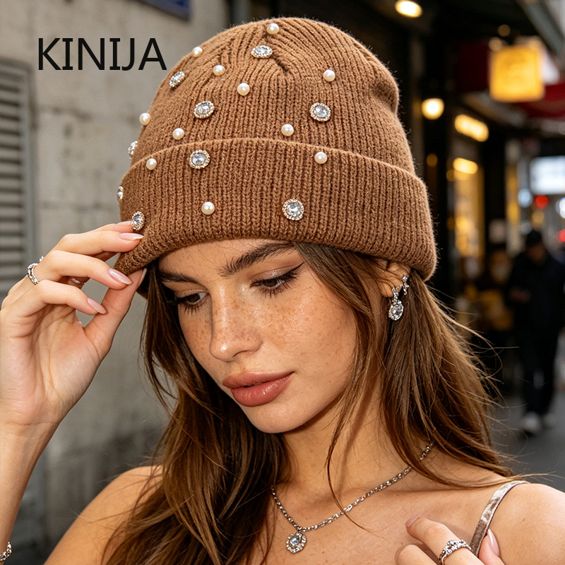 Kışlık Örgü Bere Şapka İnci Ta - Beanie Cuffed Knit incelemesi ve fiyatı