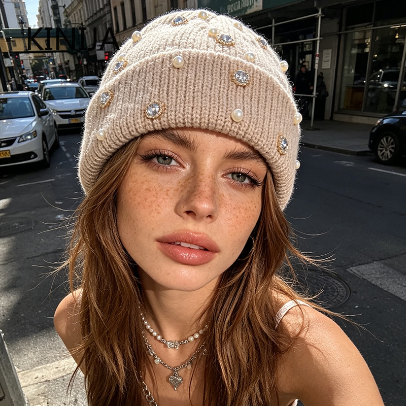 Kışlık Örgü Bere Şapka İnci Ta - Beanie Cuffed Knit incelemesi ve fiyatı